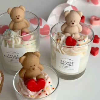 nến thơm hũ gấu teddy kem bơ Can Lãnh, quà tặng lãng mạn sáp ong đậu nành