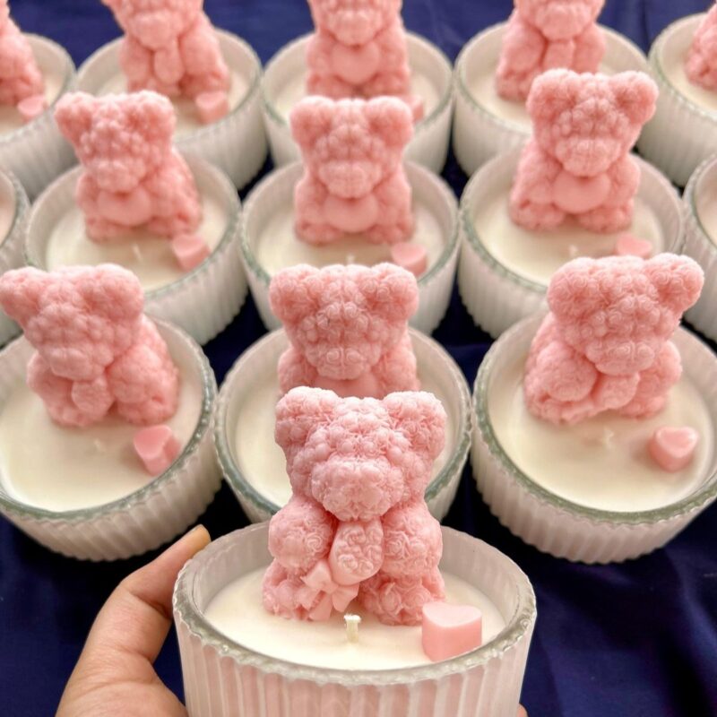 nến thơm hũ gấu teddy kem bơ Can Lãnh, quà tặng lãng mạn sáp ong đậu nành