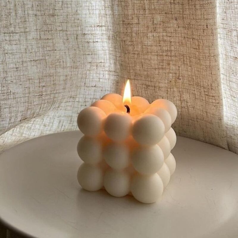 nến thơm khối rubik bubble màu pastel Can Lãnh, quà tặng sự kiện sáp ong đậu nành
