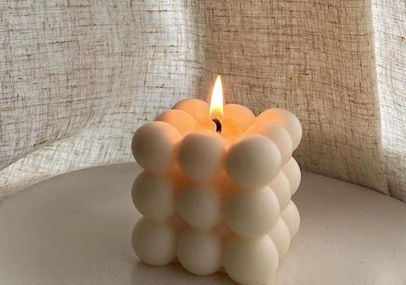 nến thơm khối rubik bubble màu pastel Can Lãnh, quà tặng sự kiện sáp ong đậu nành