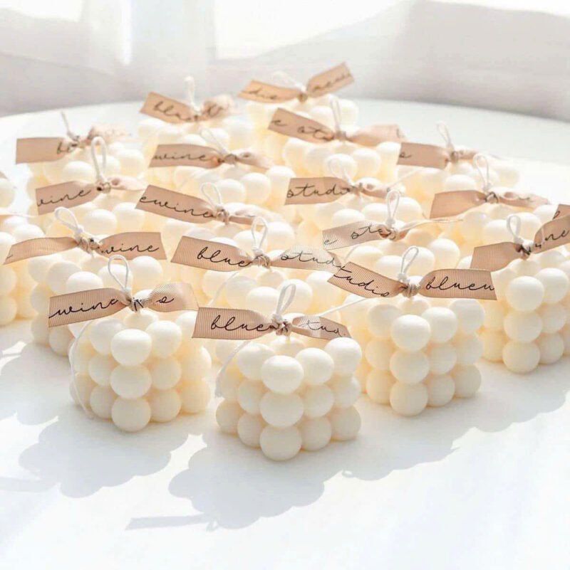 nến thơm khối rubik bubble màu pastel Can Lãnh, quà tặng sự kiện sáp ong đậu nành