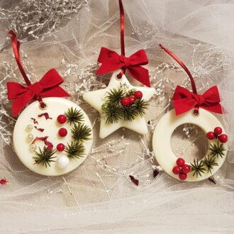 sáp thơm Noel hình ngôi sao vòng nguyệt quế Can Lãnh, quà tặng Giáng Sinh sáp ong