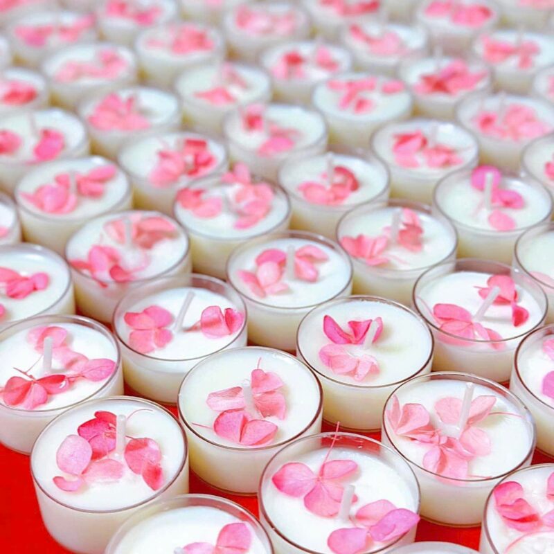 nến tealight hoa khô Can Lãnh, quà tặng sáp ong đậu nành