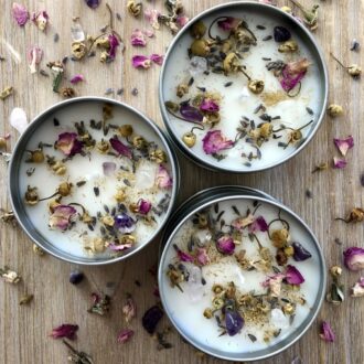 nến tealight hoa khô Can Lãnh, quà tặng sáp ong đậu nành
