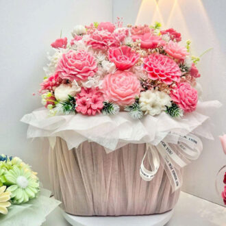 Giỏ Hoa Nến Thơm Oval Màu Hồng