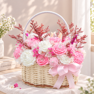 GIỎ HOA NẾN THƠM HỒNG PASTEL