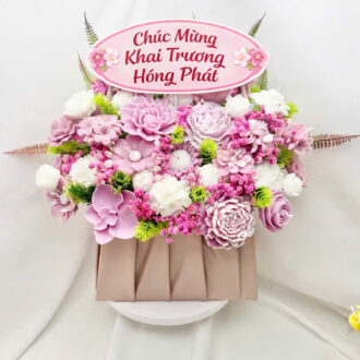 Giỏ hoa nến thơm 35 bông màu tím