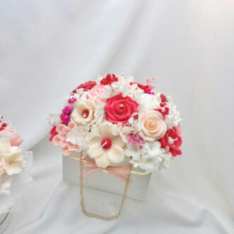 Túi xách hoa nến thơm 20 bông màu đỏ hồng
