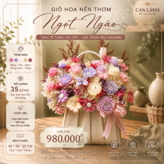 Giỏ Hoa Nến Thơm Pastel – Món Quà Handmade Đầy Tinh Tế