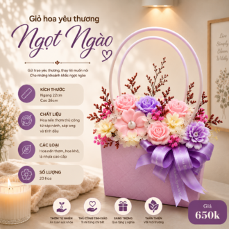 Giỏ Hoa Nến Thơm "Ngọt Ngào" - Quà Tặng Handmade Cao Cấp