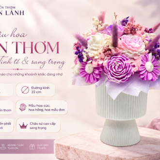 chậu hoa nến thơm trắng tím