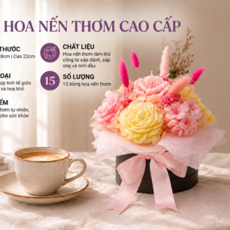 chậu hoa nến thơm vàng hồng nhỏ