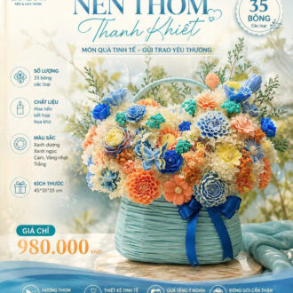 Giỏ Hoa Nến Thơm Thanh Khiết – Vẻ Đẹp Tinh Tế Từ Hoa Nến Thủ Công