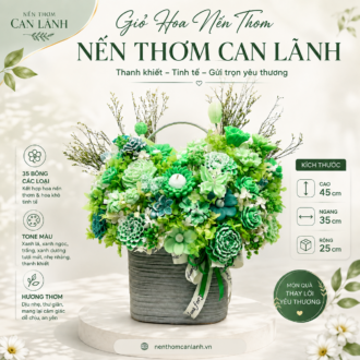 GIỎ HOA NẾN THƠM TONE XANH MÁT